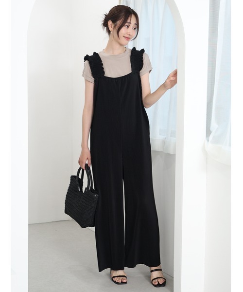 fifth（フィフス）の「サスフリルオールインワン（つなぎ/オールインワン・レディース・ブラック/グレイッシュベージュ/チャコールグレー・M）」の2枚目の写真