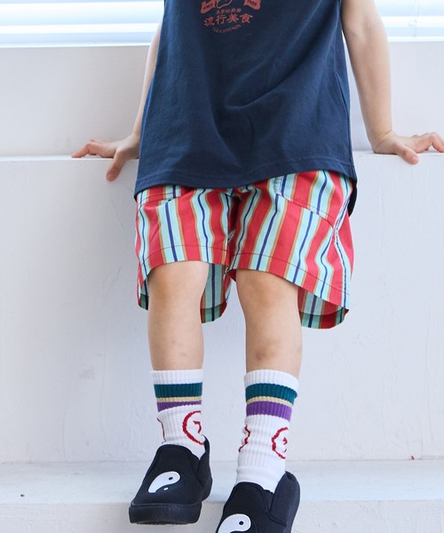 Life Support Products（ライフサポートプロダクツ）の「ポプリン総柄ベイカーショートパンツ（その他パンツ・キッズ・ベージュ/ライトブルー/ピンク/オフホワイト/レッド/チャコール・100/80/120/110/90/150/140/95/130）」の6枚目の写真