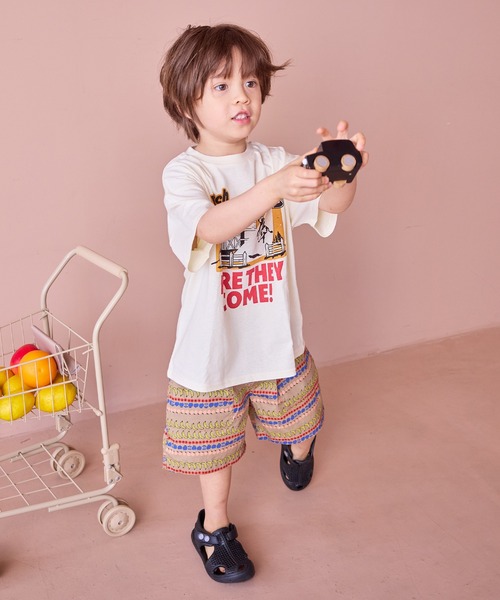 Life Support Products（ライフサポートプロダクツ）の「ポプリン総柄ベイカーショートパンツ（その他パンツ・キッズ・ベージュ/ライトブルー/ピンク/オフホワイト/レッド/チャコール・100/80/120/110/90/150/140/95/130）」の10枚目の写真