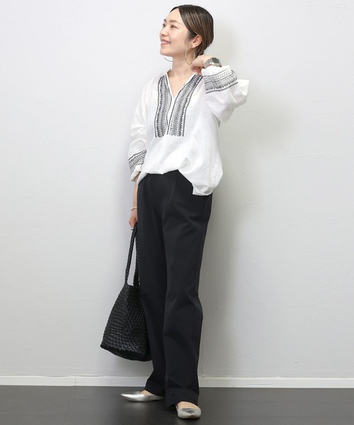 Aletta vita(アレッタビータ)の「【接触冷感】軽量ストレッチストレートパンツ(その他パンツ・レディース・ブラック/ベージュ・S/M/L)」の9枚目の写真