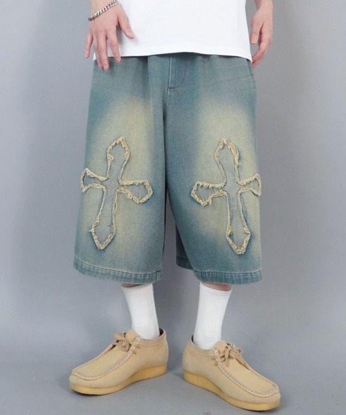 SPINNS（スピンズ）の「ヴィンテージ加工バギーデニムジョーツ/クロス（デニムパンツ・メンズ・ブルー系その他/ブルー系その他2/ブラック系その他・L/M）」の3枚目の写真