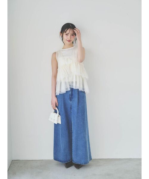 dazzlin（ダズリン）の「ティアードチュールチュニック（シャツ/ブラウス・レディース・ブラック/ブルー/アイボリー・FREE）」の6枚目の写真