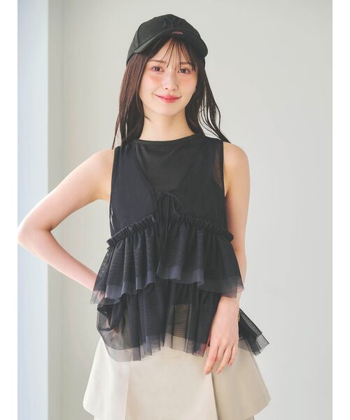 dazzlin（ダズリン）の「ティアードチュールチュニック（シャツ/ブラウス・レディース・ブラック/ブルー/アイボリー・FREE）」の3枚目の写真