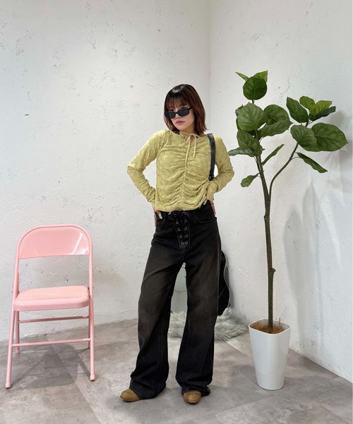 sedacle girl(セダクルガール)の「ウエストレースアップデニム(デニムパンツ・レディース・ブラック/ブラウン・MEDIUM/SMALL)」の11枚目の写真