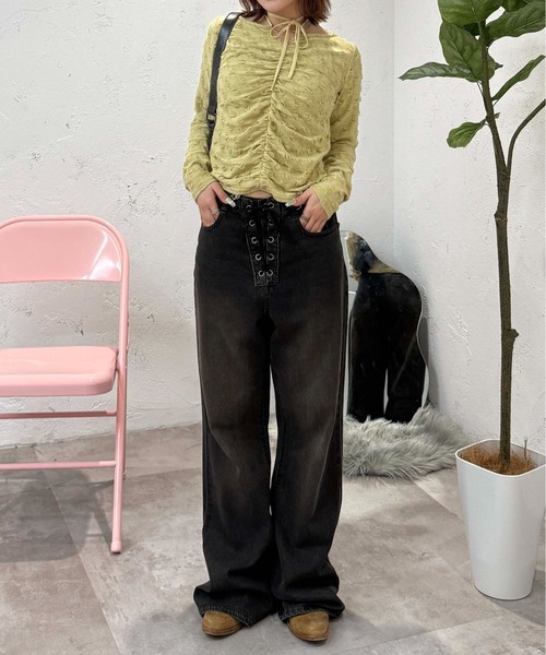 sedacle girl(セダクルガール)の「ウエストレースアップデニム(デニムパンツ・レディース・ブラック/ブラウン・MEDIUM/SMALL)」の16枚目の写真