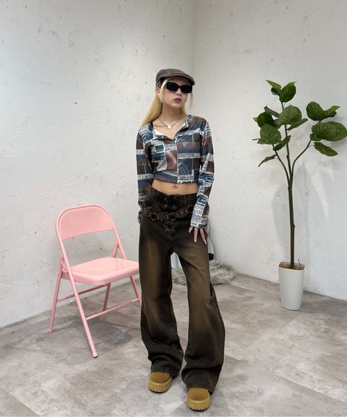 sedacle girl(セダクルガール)の「ウエストレースアップデニム(デニムパンツ・レディース・ブラック/ブラウン・MEDIUM/SMALL)」の5枚目の写真