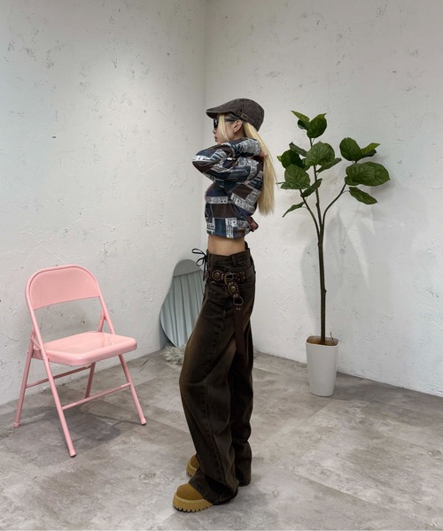 sedacle girl(セダクルガール)の「ウエストレースアップデニム(デニムパンツ・レディース・ブラック/ブラウン・MEDIUM/SMALL)」の7枚目の写真
