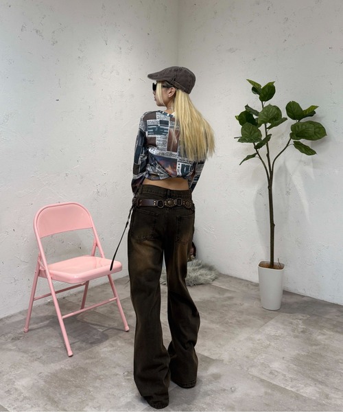 sedacle girl(セダクルガール)の「ウエストレースアップデニム(デニムパンツ・レディース・ブラック/ブラウン・MEDIUM/SMALL)」の8枚目の写真
