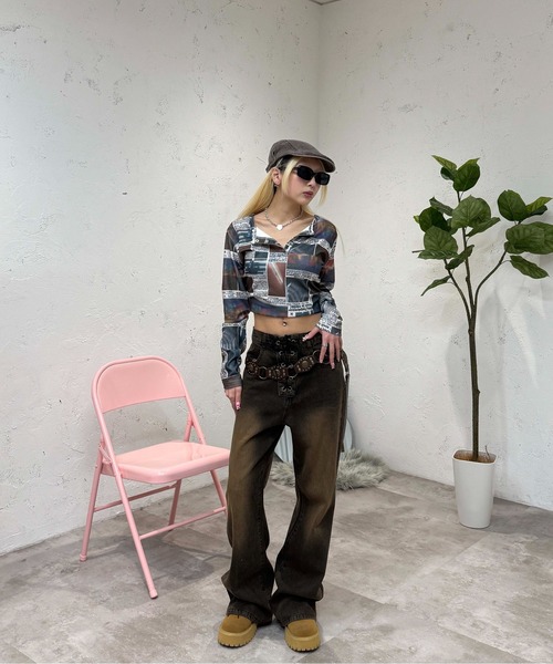 sedacle girl(セダクルガール)の「ウエストレースアップデニム(デニムパンツ・レディース・ブラック/ブラウン・MEDIUM/SMALL)」の9枚目の写真