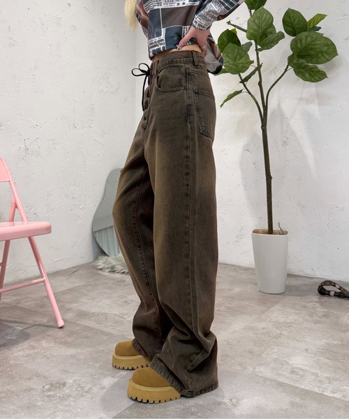 sedacle girl(セダクルガール)の「ウエストレースアップデニム(デニムパンツ・レディース・ブラック/ブラウン・MEDIUM/SMALL)」の21枚目の写真