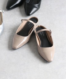 ストラップミュールフラットパンプス