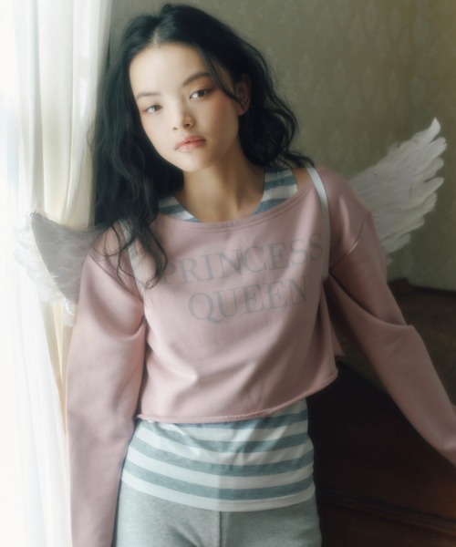 FCMM(エフシーエムエム)の「【日本限定】LEYERD OFF SHOLLDER CREWNECK / レイヤードオフショルダークルーネック(Tシャツ/カットソー・レディース・ブラック/ピンク・MEDIUM/SMALL)」の13枚目の写真