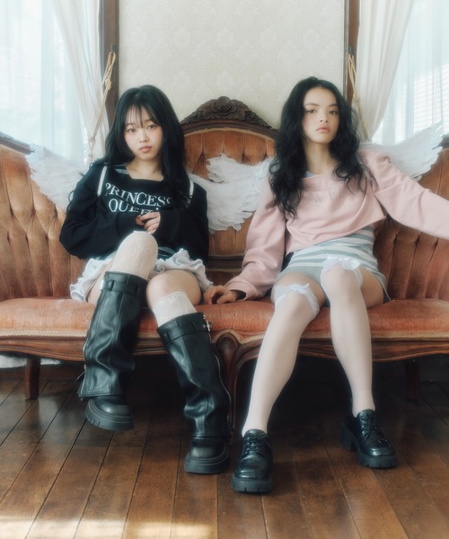 FCMM(エフシーエムエム)の「【日本限定】LEYERD OFF SHOLLDER CREWNECK / レイヤードオフショルダークルーネック(Tシャツ/カットソー・レディース・ブラック/ピンク・MEDIUM/SMALL)」の19枚目の写真
