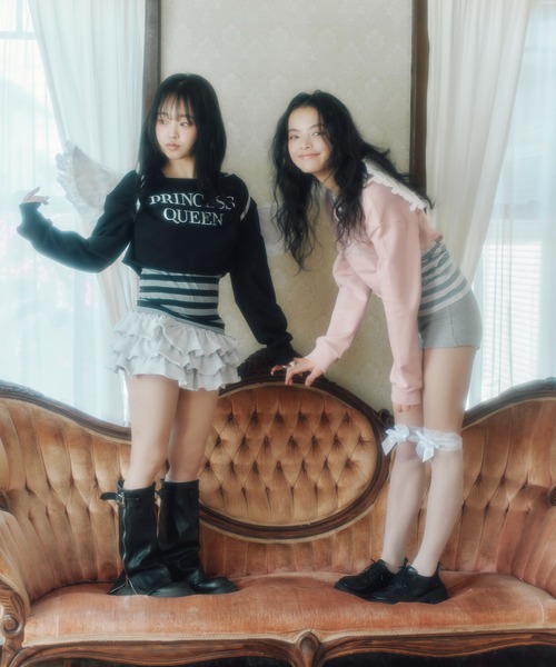 FCMM(エフシーエムエム)の「【日本限定】LEYERD OFF SHOLLDER CREWNECK / レイヤードオフショルダークルーネック(Tシャツ/カットソー・レディース・ブラック/ピンク・MEDIUM/SMALL)」の20枚目の写真