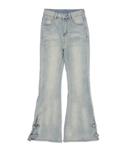 dispark（ディスパーク）の「DISPARK/デザインスリットストレッチフレアデニム（デニムパンツ・レディース・ブラック/ライトインディゴブルー・MEDIUM/SMALL）」の12枚目の写真