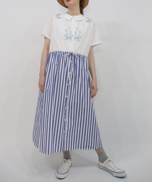 haupia(ハウピア)の「YARD【シャツワンピース】(シャツワンピース・レディース・ネイビー/ブルー系/ホワイト×ブルー・MEDIUM)」の1枚目の写真