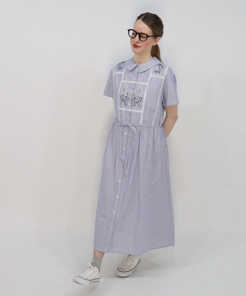 haupia(ハウピア)の「YARD【シャツワンピース】(シャツワンピース・レディース・ネイビー/ブルー系/ホワイト×ブルー・MEDIUM)」の7枚目の写真