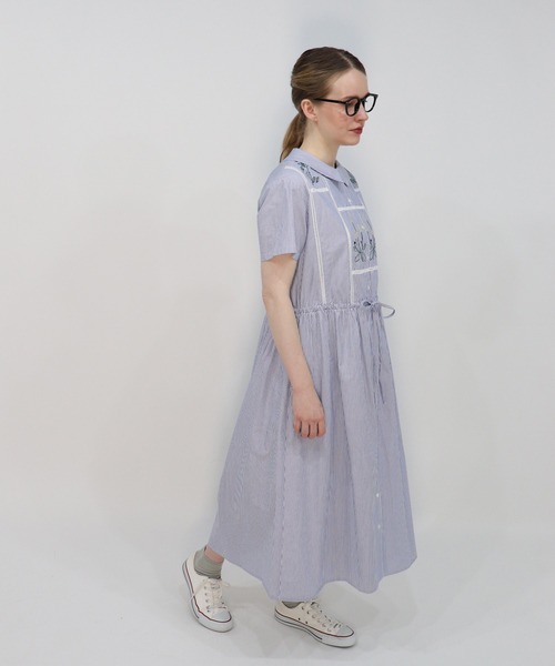 haupia(ハウピア)の「YARD【シャツワンピース】(シャツワンピース・レディース・ネイビー/ブルー系/ホワイト×ブルー・MEDIUM)」の8枚目の写真