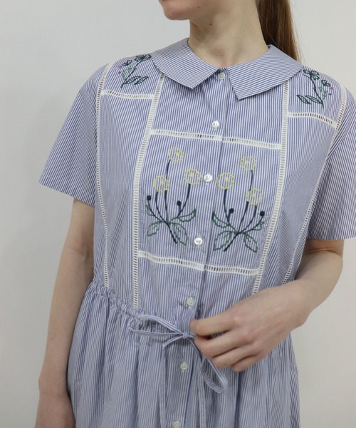 haupia(ハウピア)の「YARD【シャツワンピース】(シャツワンピース・レディース・ネイビー/ブルー系/ホワイト×ブルー・MEDIUM)」の9枚目の写真