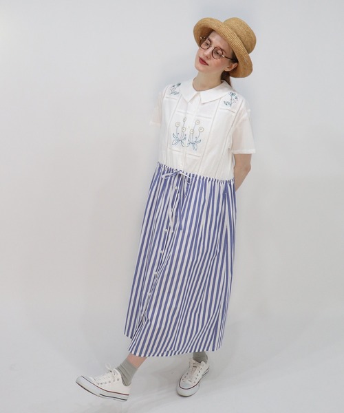 haupia(ハウピア)の「YARD【シャツワンピース】(シャツワンピース・レディース・ネイビー/ブルー系/ホワイト×ブルー・MEDIUM)」の12枚目の写真