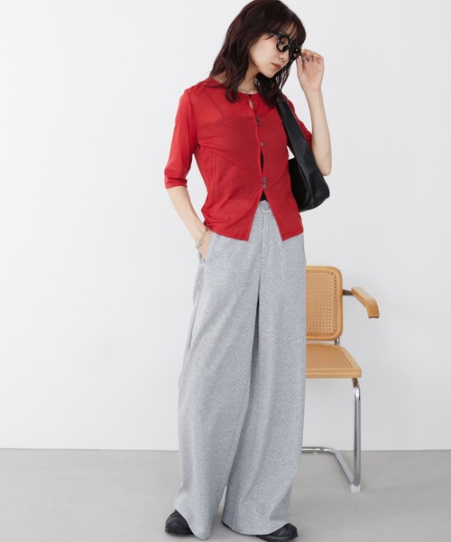 Auntie Rosa Holiday(アンティローザホリデー)の「フロントホールシアーテレコカーディガン(Tシャツ/カットソー・レディース・レッド/ブラック/グレー・FREE)」の19枚目の写真