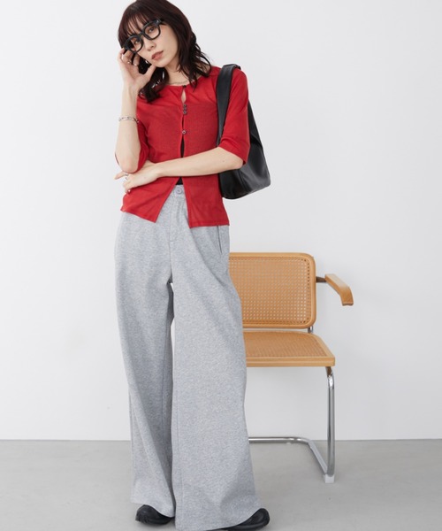 Auntie Rosa Holiday(アンティローザホリデー)の「フロントホールシアーテレコカーディガン(Tシャツ/カットソー・レディース・レッド/ブラック/グレー・FREE)」の20枚目の写真