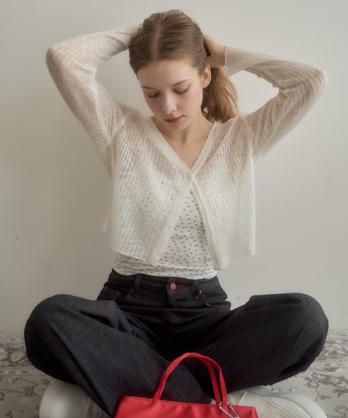 Birthday room（バースデイルーム）の「シアーボレロカーディガン/sheer bolero cardigan（カーディガン/ボレロ・レディース・ホワイト/ミント・FREE）」の14枚目の写真