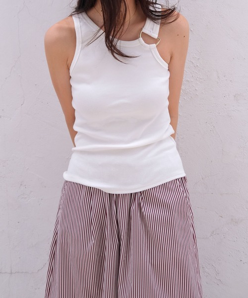 AKTE（アクテ）の「メタルリングタンクトップ（タンクトップ・レディース・ホワイト/ブラック・FREE）」の10枚目の写真