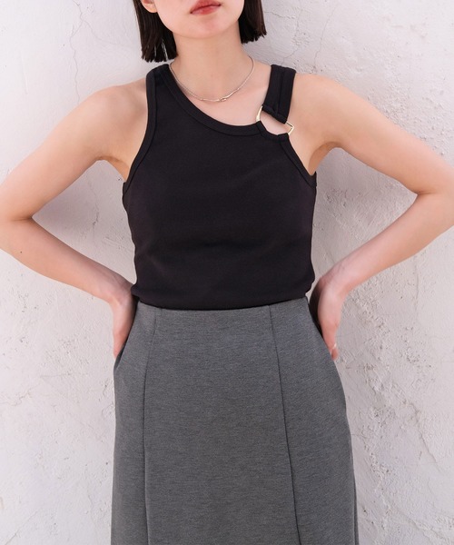 AKTE（アクテ）の「メタルリングタンクトップ（タンクトップ・レディース・ホワイト/ブラック・FREE）」の11枚目の写真