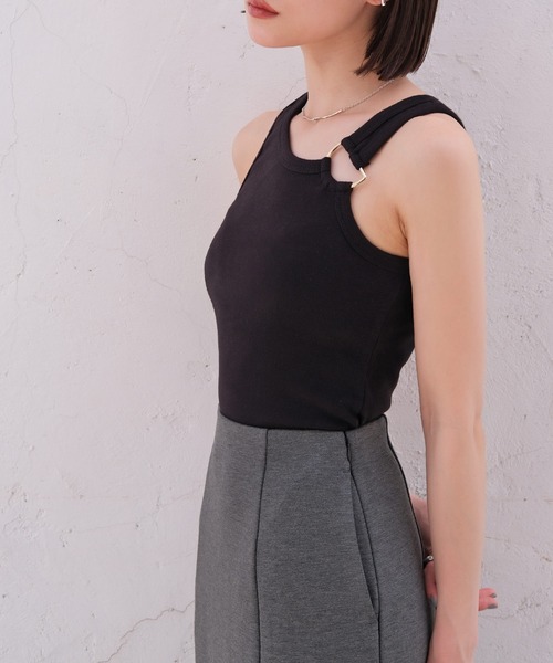 AKTE（アクテ）の「メタルリングタンクトップ（タンクトップ・レディース・ホワイト/ブラック・FREE）」の18枚目の写真