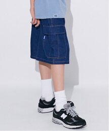 GLAZOS（グラソス）の「【大人向けサイズあり】冷感デニム・ハーフカーゴパンツ（デニムパンツ・キッズ）」