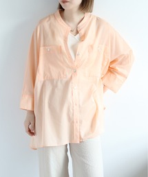 cepo | 100/-コットン バンドカラードルマンスリーブシアーオーバーシャツ(シャツ/ブラウス)