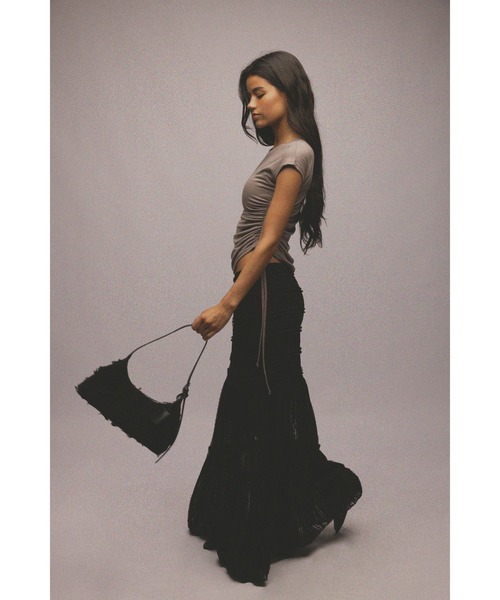 【新品】ALEXIA STAM オフショル Black セール】Floral Fringe Shoulder Bag /ショルダーバッグ