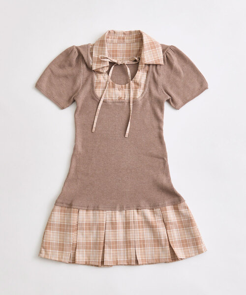 OLIVE des OLIVE(オリーブデオリーブ)の「【3WAY/着痩せ◎】ボウタイドッキングワンピ(ワンピース・レディース・ネイビー/ブラウン/トップグレー・FREE)」の13枚目の写真