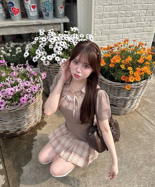 OLIVE des OLIVE(オリーブデオリーブ)の「【3WAY/着痩せ◎】ボウタイドッキングワンピ(ワンピース・レディース・ネイビー/ブラウン/トップグレー・FREE)」の14枚目の写真