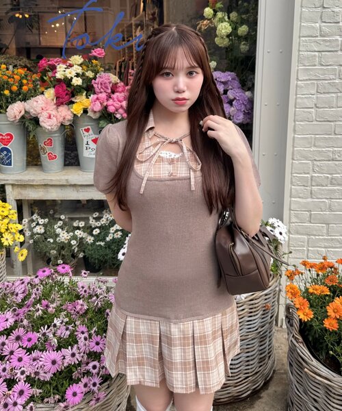 OLIVE des OLIVE(オリーブデオリーブ)の「【3WAY/着痩せ◎】ボウタイドッキングワンピ(ワンピース・レディース・ネイビー/ブラウン/トップグレー・FREE)」の16枚目の写真