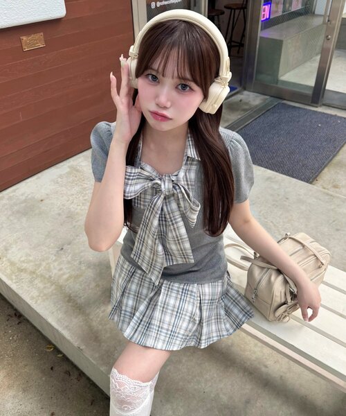 OLIVE des OLIVE(オリーブデオリーブ)の「【3WAY/着痩せ◎】ボウタイドッキングワンピ(ワンピース・レディース・ネイビー/ブラウン/トップグレー・FREE)」の21枚目の写真