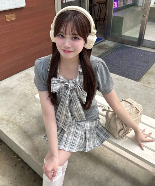 OLIVE des OLIVE(オリーブデオリーブ)の「【3WAY/着痩せ◎】ボウタイドッキングワンピ(ワンピース・レディース・ネイビー/ブラウン/トップグレー・FREE)」の22枚目の写真