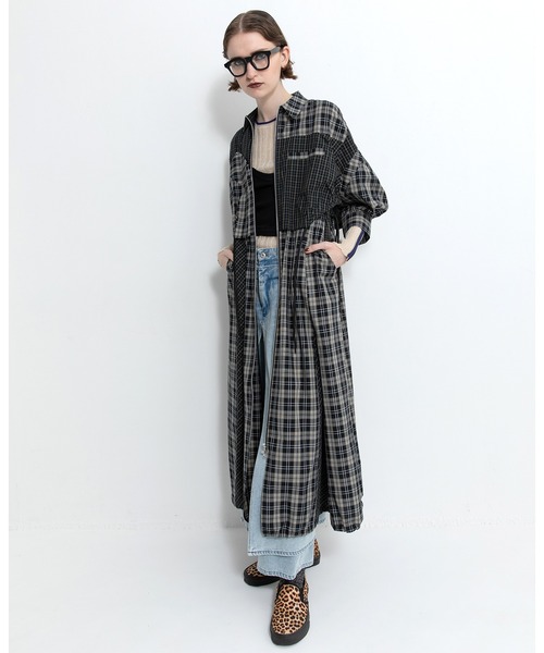 AULA AILA（アウラアイラ）の「ドローストリングチェックシャツワンピース（ワンピース・レディース・ブラック/ブラウン/ネイビー・0）」の19枚目の写真