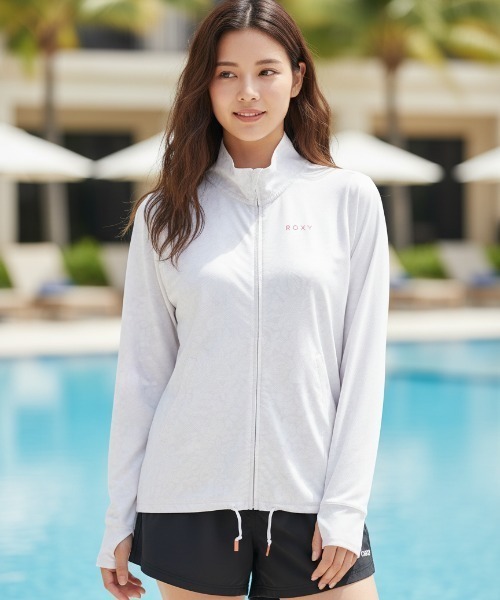 ROXY（ロキシー）の「【ROXY/ロキシー】24SS AURORA STAND/水陸両用ドローコード付き長袖ハイネックジップアップラッシュガード(水着)（ラッシュガード・レディース・ブラック/ピンク/カーキ/ネイビー/ホワイト/オフホワイト・SMALL/MEDIUM/LARGE）」の6枚目の写真