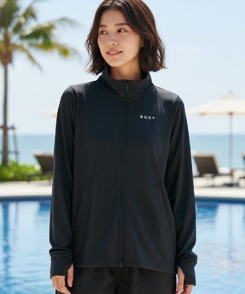 ROXY（ロキシー）の「【ROXY/ロキシー】24SS AURORA STAND/水陸両用ドローコード付き長袖ハイネックジップアップラッシュガード(水着)（ラッシュガード・レディース・ブラック/ピンク/カーキ/ネイビー/ホワイト/オフホワイト・SMALL/MEDIUM/LARGE）」の3枚目の写真