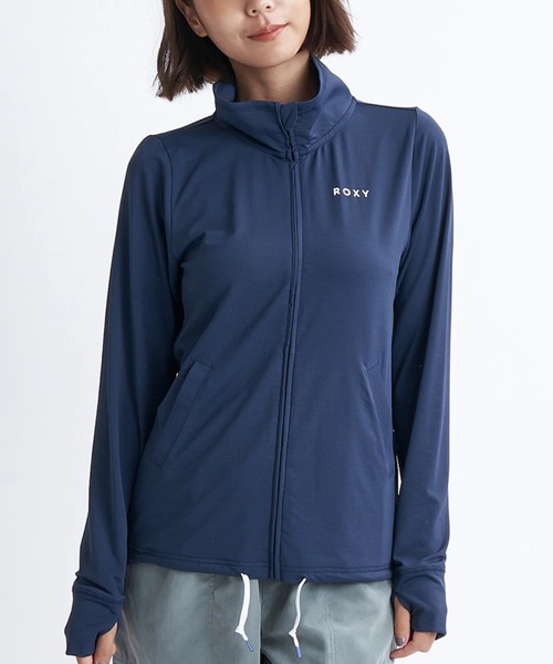 ROXY（ロキシー）の「【ROXY/ロキシー】24SS AURORA STAND/水陸両用ドローコード付き長袖ハイネックジップアップラッシュガード(水着)（ラッシュガード・レディース・ブラック/ピンク/カーキ/ネイビー/ホワイト/オフホワイト・SMALL/MEDIUM/LARGE）」の8枚目の写真