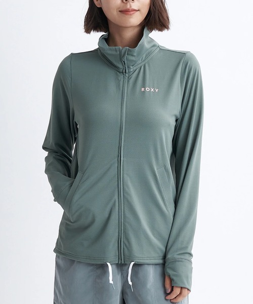 ROXY（ロキシー）の「【ROXY/ロキシー】24SS AURORA STAND/水陸両用ドローコード付き長袖ハイネックジップアップラッシュガード(水着)（ラッシュガード・レディース・ブラック/ピンク/カーキ/ネイビー/ホワイト/オフホワイト・SMALL/MEDIUM/LARGE）」の9枚目の写真