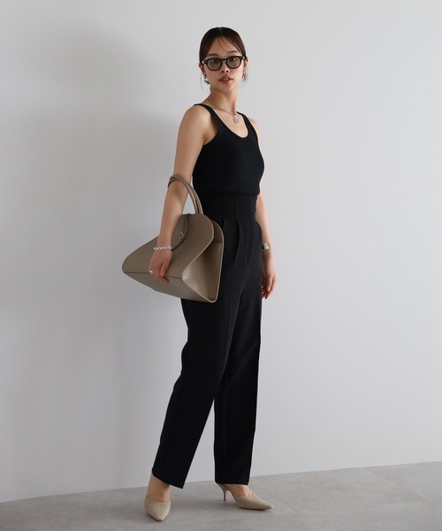 high waist wrap belt tuck pants / ハイウエストラップベルト