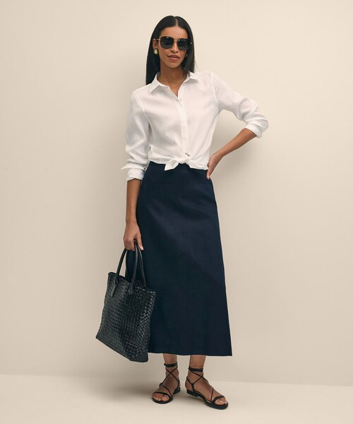 BROOKS BROTHERS(ブルックスブラザーズ)の「リネン Aライン ロングスカート(スカート・レディース・ネイビー・0/2/4/6/8)」の2枚目の写真
