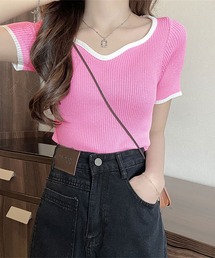 リブクロップド丈カットソー