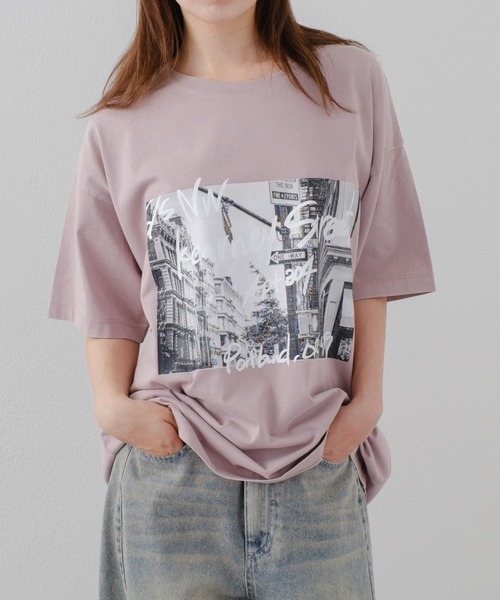 RAY CASSIN(レイカズン)の「ルーズフォトTシャツ(Tシャツ/カットソー・レディース・ブラック/ホワイト/ピンク・FREE)」の3枚目の写真