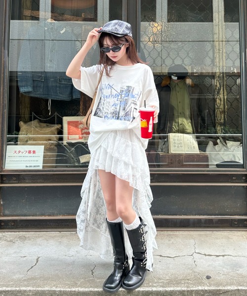 RAY CASSIN(レイカズン)の「ルーズフォトTシャツ(Tシャツ/カットソー・レディース・ブラック/ホワイト/ピンク・FREE)」の8枚目の写真