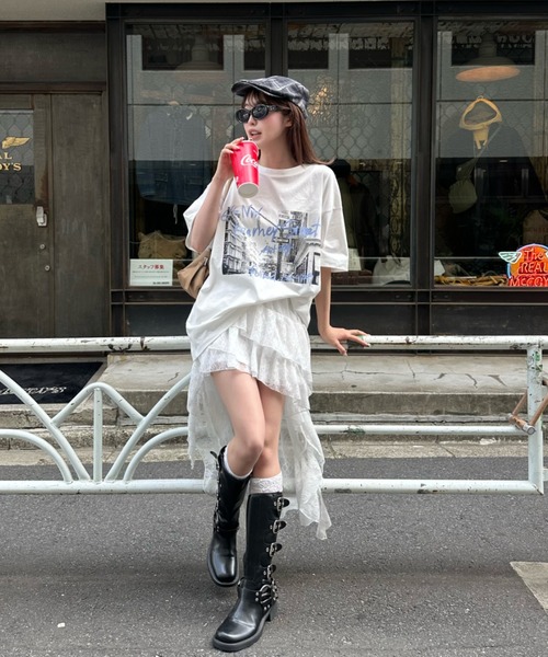 RAY CASSIN(レイカズン)の「ルーズフォトTシャツ(Tシャツ/カットソー・レディース・ブラック/ホワイト/ピンク・FREE)」の9枚目の写真