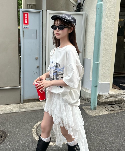 RAY CASSIN(レイカズン)の「ルーズフォトTシャツ(Tシャツ/カットソー・レディース・ブラック/ホワイト/ピンク・FREE)」の5枚目の写真